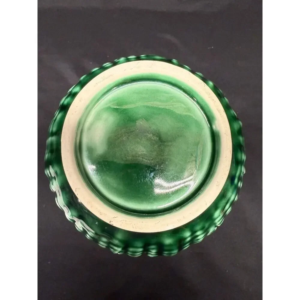 Vintage corn & husk pitcher ceramic majolica style portugal 8 inch yellow green